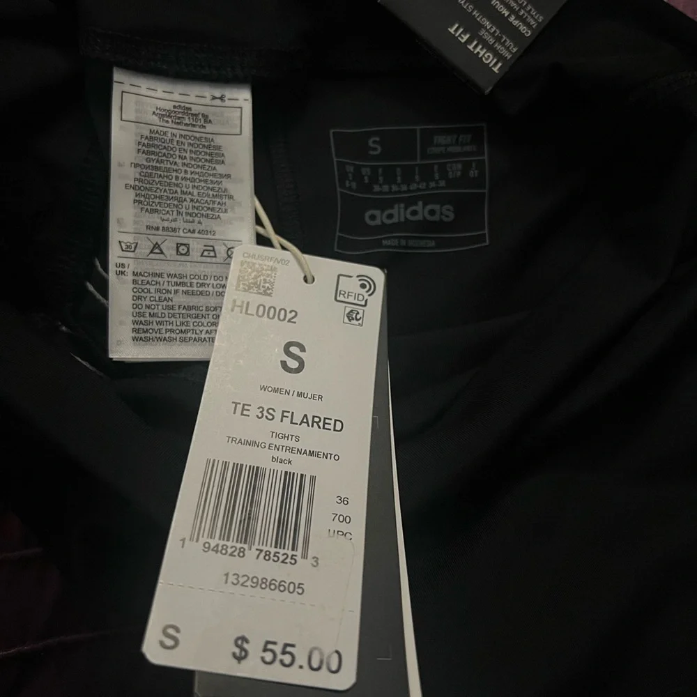 adidas Black Leggings with White Accents - NWT - Womens small - Picture 2 of 6